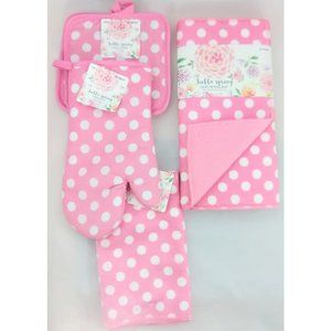 5pc Pink Polka Dot Kitchen Set NWT